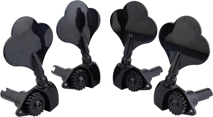 Guyker Open Frame Electric Bass Machine Head (2R + 2L) - 1:20 Ratio Gear Tuners Tuning Key Pegs - black