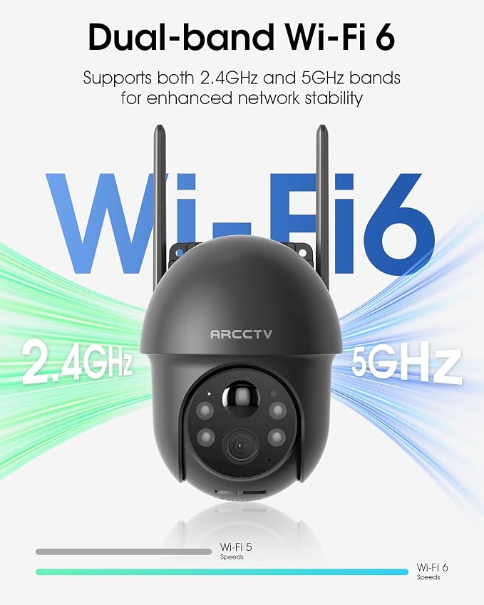 ARCCTV Security Cameras Wireless Outdoor Solar, 4MP 360° View Battery Powered Outdoor Camera, Night Vision with Spotlight, 2-Way Audio, PIR Motion Sensor, 2.4G/5G Dual Band WiFi, Grey(2 Pack)