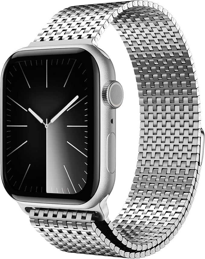 LULULOOK Milanese Mesh Loop Compatible with Apple Watch Band 49/46/45/44/42/41/40/38mm for Men Women, Stainless Steel Magnetic Buckle Strap for iWatch Ultra 3/2 Ultra Series 11 10 9 8 7 6 SE 5 4 3