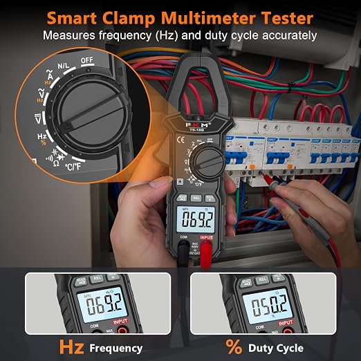FKM Clamp Meter,TRMS 6000 Counts 600 Amp Digital Clamp Multimeter Voltage Tester,Auto-ranging Volt Meter,for AC/DC Voltage,AC Current,NCV,Capacitance,Resistance,Continuity,Hz/Duty Cycle,Diode,TempTest