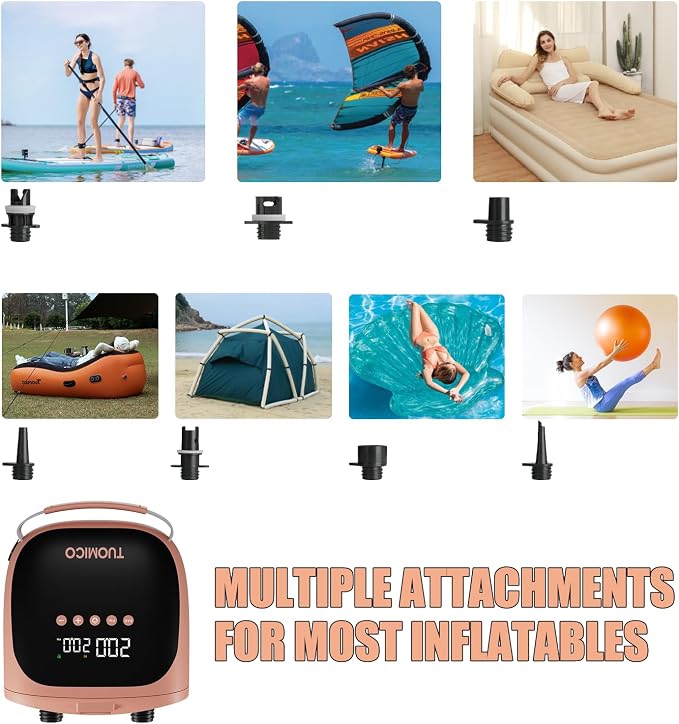 Paddle Board Pump Electric Sup Pump-20PSi Portable Air Compressor Inflation & Deflation Function, 12V DC Detachable Cord for Inflatable Stand Up Paddleboard Kayak Kite Boat Tent Mattress