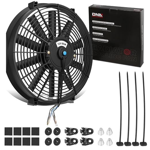 DNA Motoring 16 Inch High Performace Electric Cooling Slim Radiator Fan with Mount Kit, Black, RAF-16+FMK