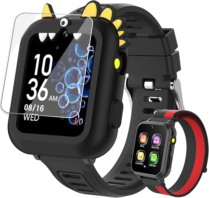 Smart Watch for Kids with 39 Games,Camera,Video,Music Player,Recorder,Alarm,Pedometer,Flashlight,Stopwatch,HD Touch Screen,Borthday Gift Toy for Boys Ages 3-12(Black)