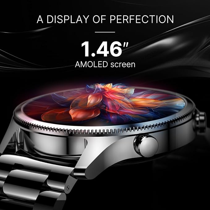 Noise Halo Premium Metallic Smartwatch, 1.43" AMOLED Display, 7 Day Battery, BT Calling (Make/Answer), Dust & Water Resistant, 100+ Sport Modes, NoiseFit App Supprt, 1 Year Warranty (Elite Black)