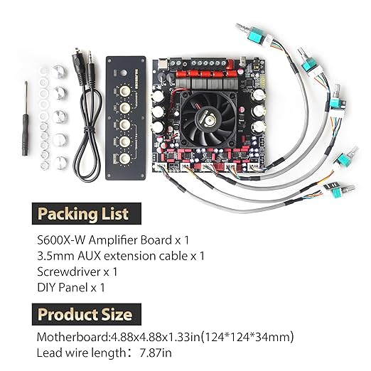 S600X-W Power Amplifier Board Bluetooth5.2 TPA3255 Chip with Subwoofer 2.1 Channel 300W×2+600W (S600X-W)