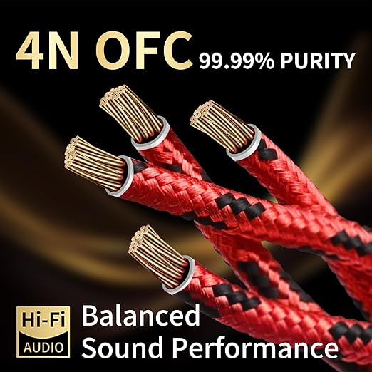 9 AWG 2Pack Audiophile Speaker Cable – Speaker Wire with Banana Plugs,4N OFC Core,Nylon Braid,Audio Wire,Compatible with Amplifier,Speakers,AV Receiver& Home Theater(6.56ft/2m)