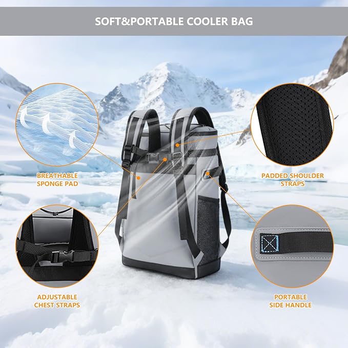 Backpack Cooler,40 Cans Cooler Backpack Insulated Waterproof&Leak Proof,Soft Cooler Bag with 2 Compartments for Men&Women,Picnic Backpack Ice Chest for Camping Hiking Fishing Lunch Beach