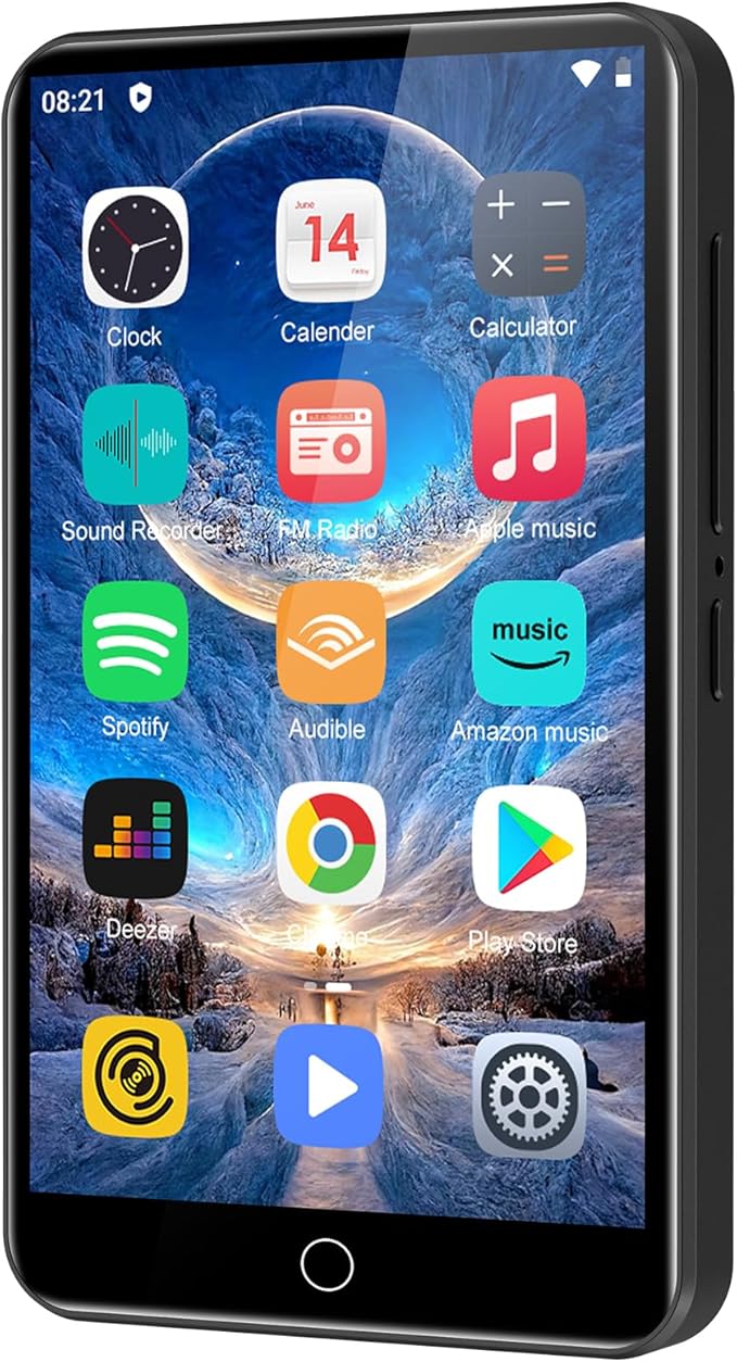 MP3 Player with Bluetooth and WiFi, ZAQE 80GB Storage & Android OS, 4" Touch Screen, FM Radio, Kids MP3 & MP4 Player with Spotify Google Play Store, Portable Media Player