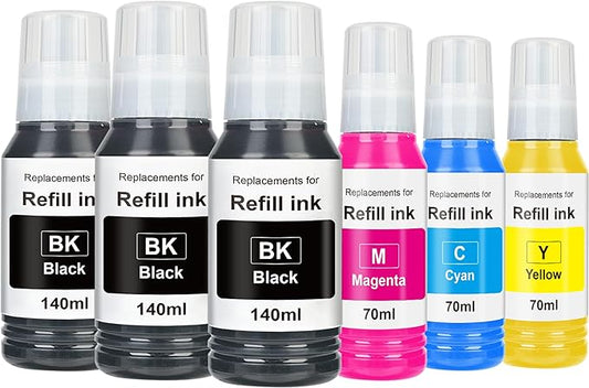 EaseFusion Replacement for Epson 502 Ink Refill Bottles Work with ET-2850 ET-3850 ET-4850 ET-15000 ET 2850 ET 3850 ET15000 ET4850 ET-2760 ET-3830 ET3843 ET-3760 ET2750 ET4750 3750 (6Packs-3BK,CMY)
