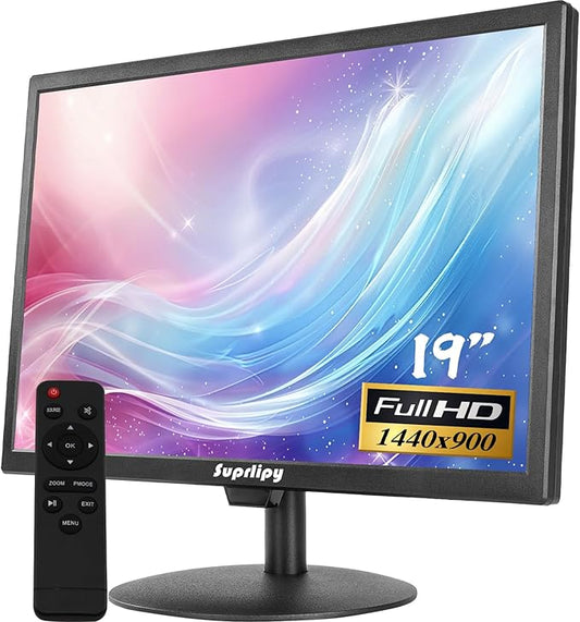 19 inch FHD Small IPS Monitor LCD Display Screen 1440x900 60Hz 16:10 with HDMI BNC VGA AV USB Input Built-in Lounspeakers for CCTV Security Camera DVR PC RasPi
