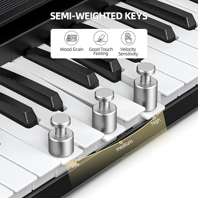 LEKATO FP-10 Portable Piano Keyboard for Beginners 88 Keys Folding Digital Piano with Sustain Pedal Foldable Electric Piano Keyboard with Semi Weighted Wood Grain Key Suitable for Midi Bluetooth