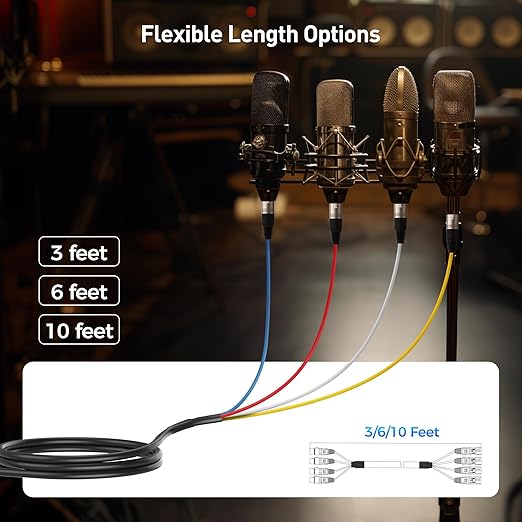 Cable Matters 4-Channel XLR Male to Female Snake Cable/XLR Snake Cable - 6ft, Professional Audio Connectivity with Shielding and Color-Coded Channels