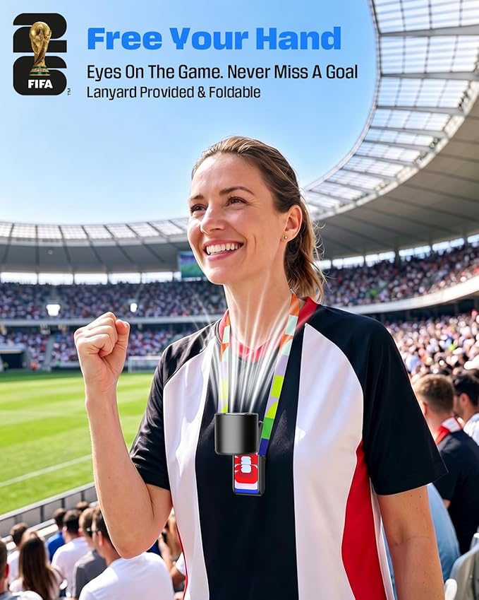 FIFA World Cup 2026 Portable Handheld Fan with Cooler, 1-199 Strong Wind Turbo Fan Rechargeable, 150° Adjustable, 13500RPM 3600mAh, Gift for Football Fanatic, Outdoor (Color) |Official Licensed