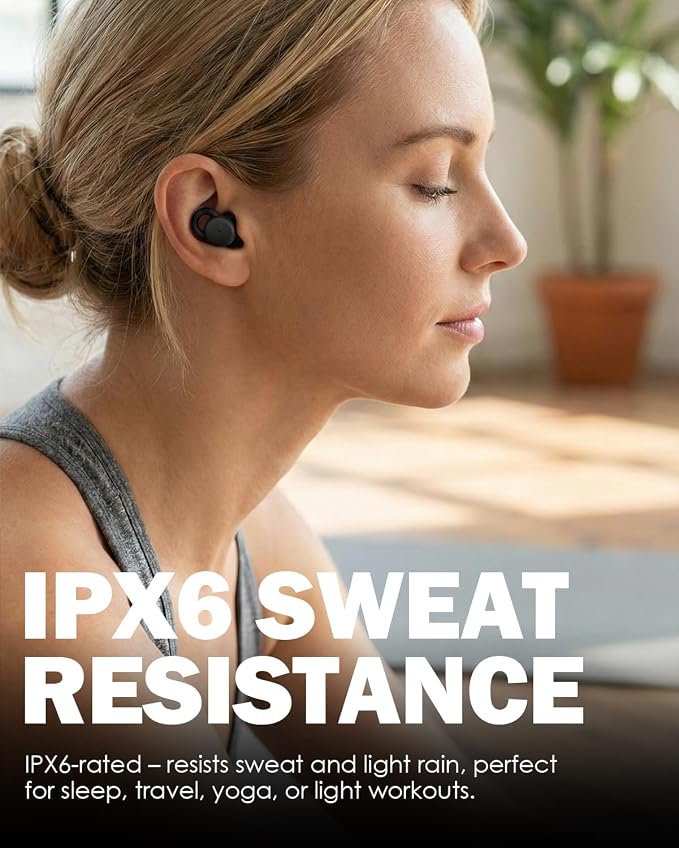 Smallest Invisible Sleep Earbuds Comfortable Noise Blocking Wireless Headphones for Sleeping Bluetooth Flat Ear Buds for Side Sleepers,Tiny Hidden Buds for Work Sports (Black)