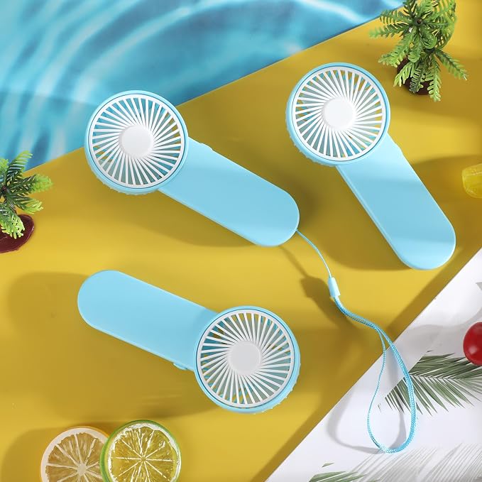 Sumind 12 Pcs Small Personal Portable Fan Mini Handheld Bulk 1 Speed Electric Cute Battery Powered for Neck Lash Makeup Women Men Travel Camping Indoor Outdoor Summer (Blue)
