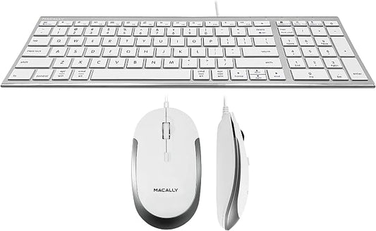 Macally Compact USB Keyboard and Mouse Combo, Uniquely Designed to Save Space