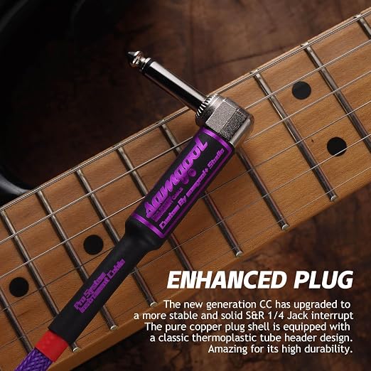 20ft Guitar Cable, 1/4 Inch Straight/Straight Instrument Cable, Electric Cord Guitar Amp Cord for Bass Amp and Instruments (CC Purple Braided)