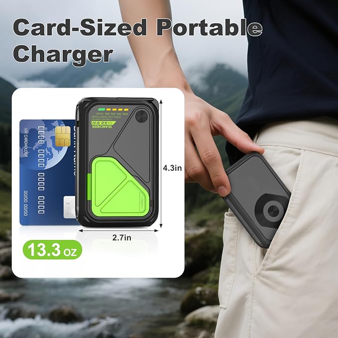 P05 Magnetic Portable Charger, 20000mAh Wireless Power Bank with AC Wall Plug Built in Cable, 6-in-1 Power Bank Travel Essentials 22.5W Fast Charging for iPhone,Samsung,Andriod,Small Portable Charger