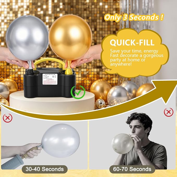 IDAODAN Electric Balloon Pump, Portable Electric Balloon Blower Machine Inflator Air Pump for Party Decorations
