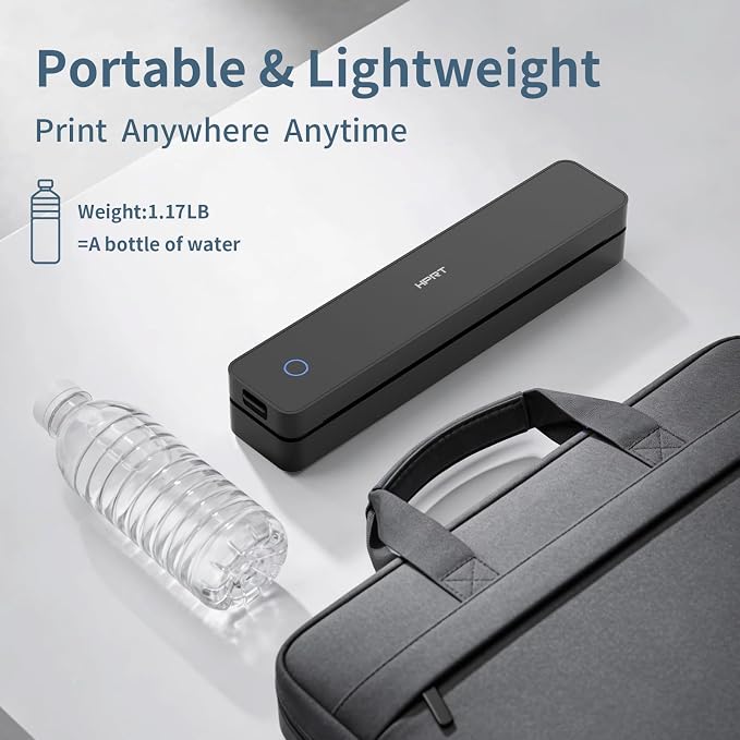 HPRT Inkless Portable Printer Wireless for Travel,Thermal Printer Supports 8.5" x 11" US Letter&A4&A5,Compatible with iOS,Android, Laptop, MT610 Pro,300 DPI,Black