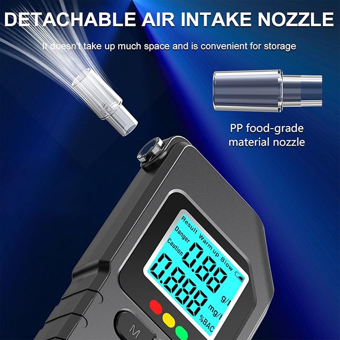Breathalyzer, Breathalyzers for Alcohol with LCD Digital, Display Alcohol Breathalyzer Tester for Home Use, Portable Breath Alcohol Tester with 15 Mouthpieces (Black)