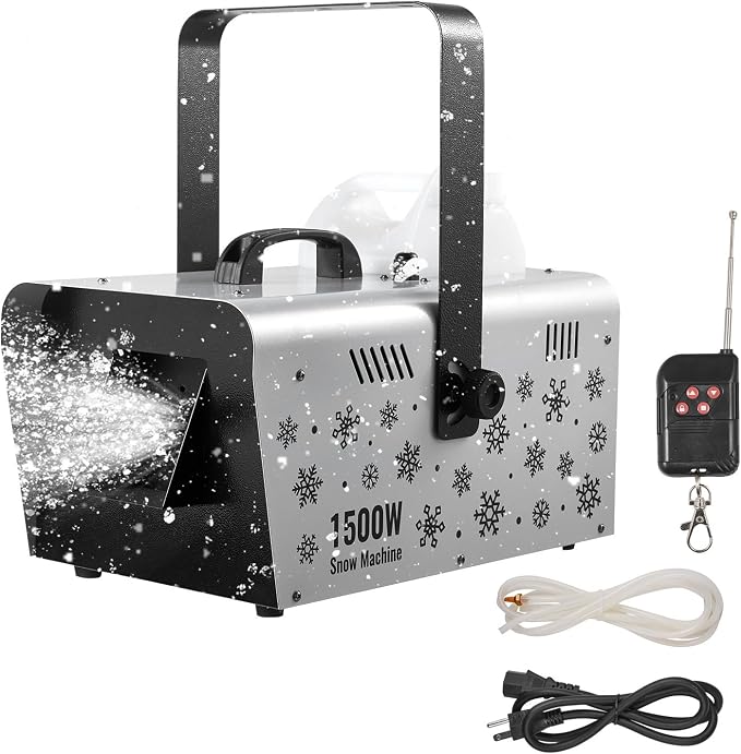 VEVOR Snow Machine, 1500W Handheld/Hanging Snow Maker By Wireless Remote Control, Portable Snowmaking Machine, High Output Snowflake Maker with 5L Tank for Christmas Party Wedding Stage Effects
