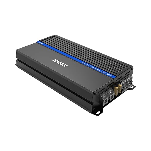 JENSEN JA-Series JA5CH High-Performance Class-D 5-Channel Car Audio Amplifier | 1,500 Watts Peak Power | Efficient Compact Design | CTA-2006-D Certified | Bridegeable
