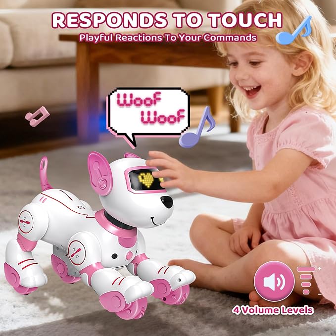 2-in-1 Robot Toy & Robot Dog for Kids 3-12, Interactive Remote Control Smart Robots with Voice, Touch & Follow, Programmable Dancing Singing Walking Features, Birthday for Boys & Girls