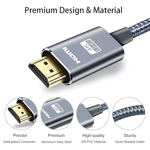 LEADSTAR HDMI Cable 4K 20 ft / 6m, High Speed HDMI 2.0 Cord Braided | 4K@60Hz, Ultra HD, 2160p, ARC, HDR, 3D, HDCP 2.2 | for Xbox, PS5, TV, Laptop, Monitor