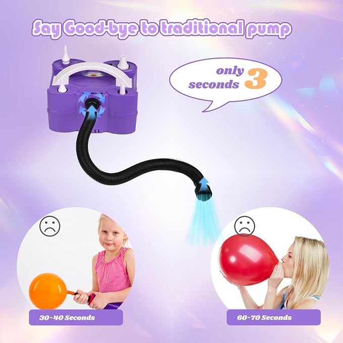 Electric Balloon Pump, Portable Electric Balloon Blower Machine Balloon Air Pump Dual Nozzle 110V 600W Balloon Inflator for Party Decorations