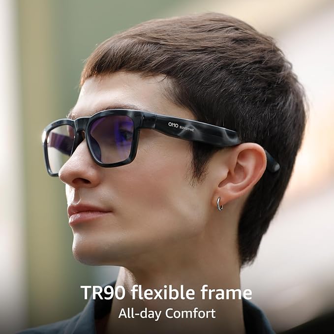 OHO Smart AI Glasses with Bluetooth Audio, Hands-Free Calling, High-Impact 2.0mm Photochromic Blue Light Blocking PC Lenses, Sweat Resistant