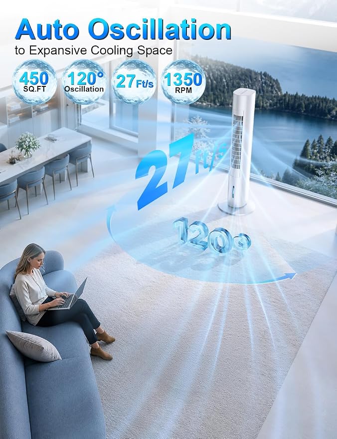 Windowless Portable Air Conditioners, 35" Evaporative Air Cooler w/3 Speeds&3 Modes, 25ft Remote&Smart Timer, 120°Oscillating Portable AC Unit, Swamp Cooler Air Conditioner for Bedroom Indoor