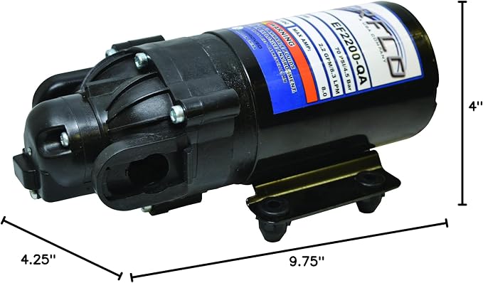 Everflo EF2200-QA-BOX 2.2GPM 12V Diaphragm Pump-Quick Attach Port, Black