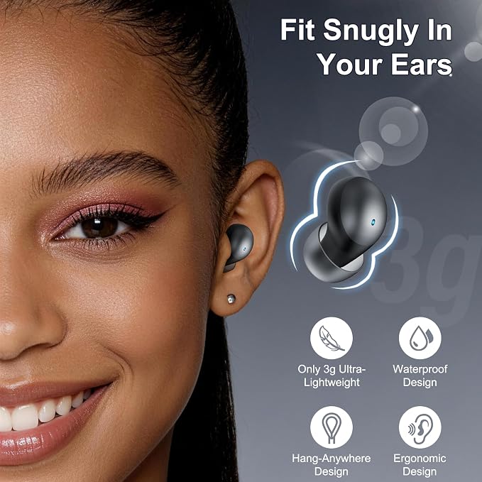 Sleep Earbuds Bluetooth 6.0 in Ear, 2026 New Mini Sleep Headphones with Sleep Monitor and APP, Sleepbuds for Side Sleepers, 48H Playtime Sleep Earphones with Personal Alarm/Small Earplugs, Black