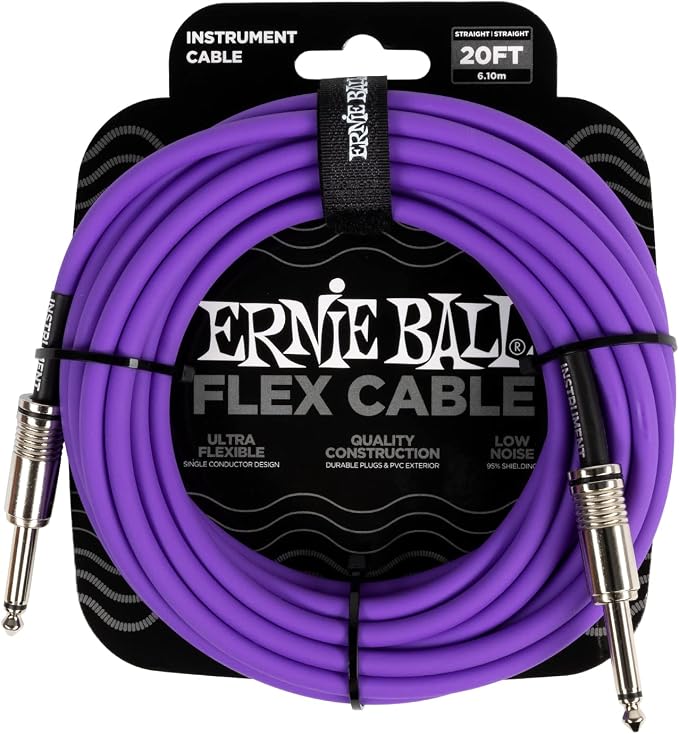 Ernie Ball Flex Instrument Cable Straight/Straight 20ft - Purple