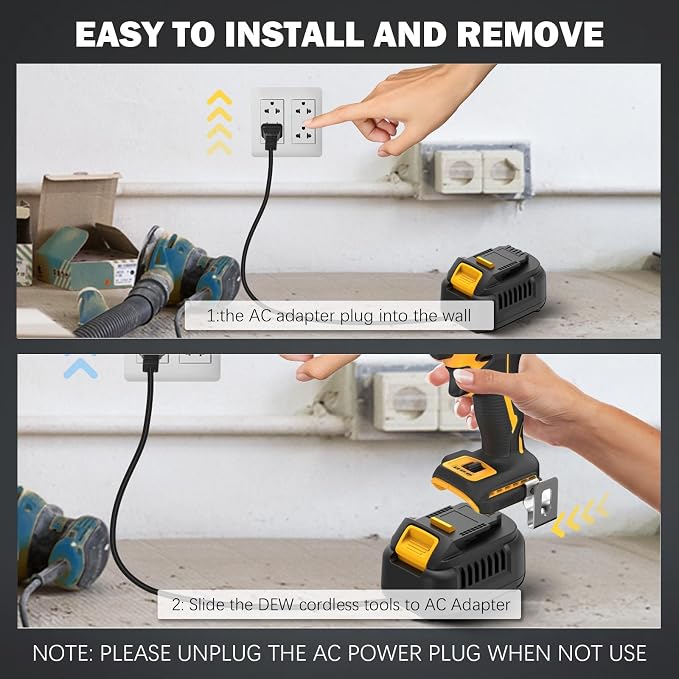 New Version 110V to 20V DC Converter,Power Source Option for Dewalt 18V-20V Cordless Tools,AC to DC Converter 500W,120V to 20V Power Supply, AC Plug Transformer Adapter