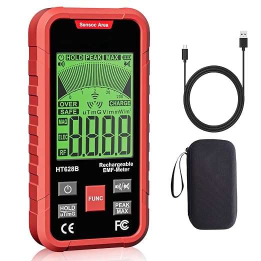 3-in-1 EMF Meter & Detector, Portable Rechargeable RF EF MF Tester with Sound & Light Alarm, for Home WiFi Signal & Electronics
