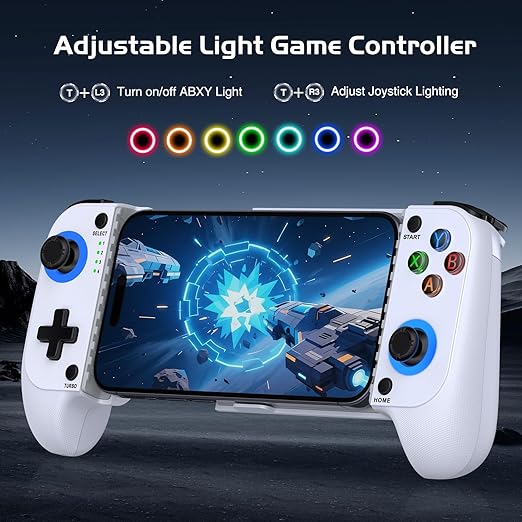 Mobile Game Controllers for iPhone/Android, Hall Effect Phone Controllers Support Phone Case,Game Controllers for Xbox,for PlayStation,Cloud/Steam Gaming (White)