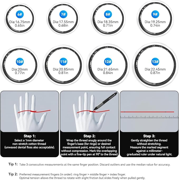 Smart Fitness and Activity Ring for Men and Women - Track Heart Rate Stress Sleep Steps and Blood Oxygen, 10ATM Waterproof Fitness Tracker for iPhone and Android, No Subscription Fee, Size 7