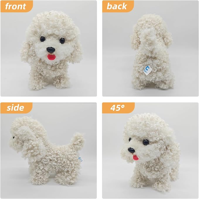 CU-MATE 12" Electric Plush Poodle Dog Toys, Electronic Stuffed Animal Dog Toy, Interactive Wuffy Robot Puppy, Walking, Talking, Barking & Wagging Tail, Gifts for Boys and Girls