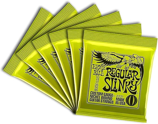 Ernie Ball Regular Slinky Nickel Wound Electric Guitar Strings 6 Pack - 10-46 Gauge