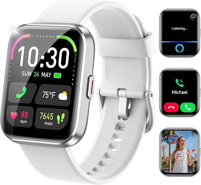 WMK Smart Watches for Women Men (Android/iPhone), 1.83" HD Alexa Smart Watch with Bluetooth Calls/Messages/Reminders, 24/7 Heart Rate/SpO2 Monitor Watch, 120+ Sport Modes Fitness Tracker Watch, Gift