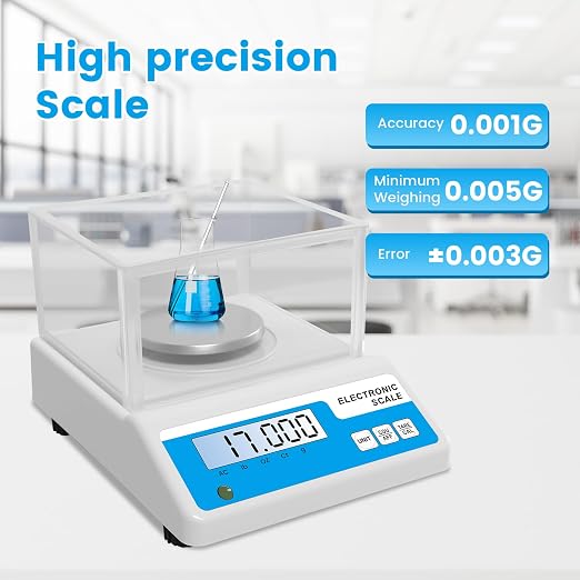 Lab Analytical Balance Scale 500g x 0.001g, 001 Gram Scale High Precision Digital Scale with Windshield, Jewelry Scale for Gold Powder Laboratory Kitchen School, 4 Units with LCD Display,