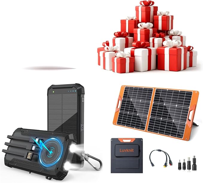 Solar Power Bank 20000mAh and Solar Panels 100Watt Portable 24% High-Efficiency