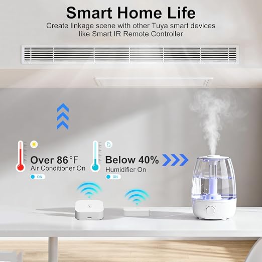 eMylo WiFi Thermometer Hygrometer 4 Pack with Hub, IP65 Waterproof Indoor Outdoor Digital Temperature Humidity Sensor, App Alert, 492ft Range, Alexa Compatible for Home Greenhouse Baby Room Pet