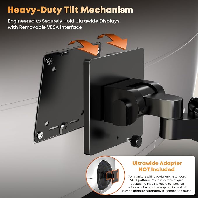 PUTORSEN 17-49 inch Premium Aluminum Heavy Duty Dual Monitor Arm for Ultrawide Screens up to 44lbs, Vertical Stacked Dual Monitor Desk Mount, Full Motion Dual Vertical Monitor Mount, VESA 75/100,Black