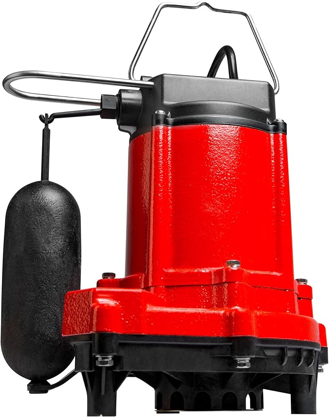 Red Lion RL-33SC 1/3 HP, 115-Volt, 3420 GPH Cast Iron Sump/Effluent Pump with Snap-Action Float Switch, Red, 14942652