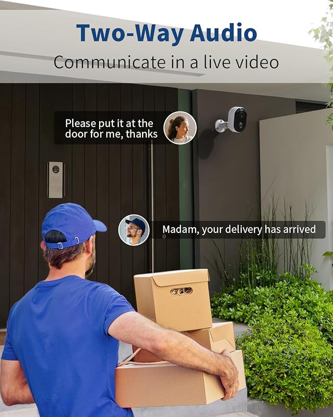 Security Cameras Wireless Outdoor, Battery Powered 2k Color Night Vision, AI Motion Detection, IP66 Weatherproof, 2-Way Talk, SD/Cloud Storage, 2.4Ghz WiFi Cameras for Home Security(with Solar Panel)