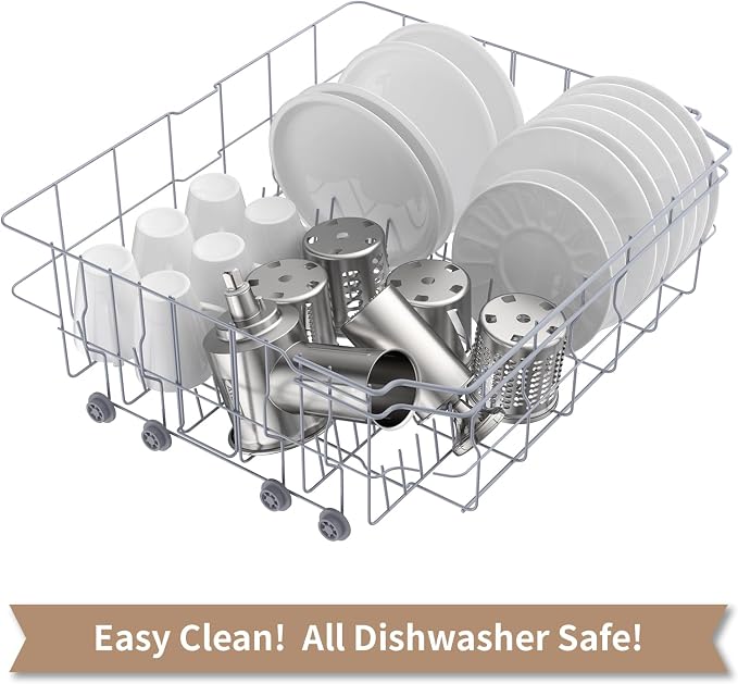 Stainless Steel Slicer Shredder Attachment for KitchenAid Stand Mixer, Cheese Grater Attachment for KitchenAid with 4 Blades, Dishwasher Safe