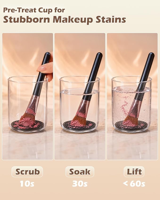 Electric Makeup Brush Cleaner with Cosmetic Brush Dryer, Free Your Hands One-Button Start, [No Damage to Makeup Brushes] Low Noise Portable Automatic Brush Washing Machine for Most Brushes Size